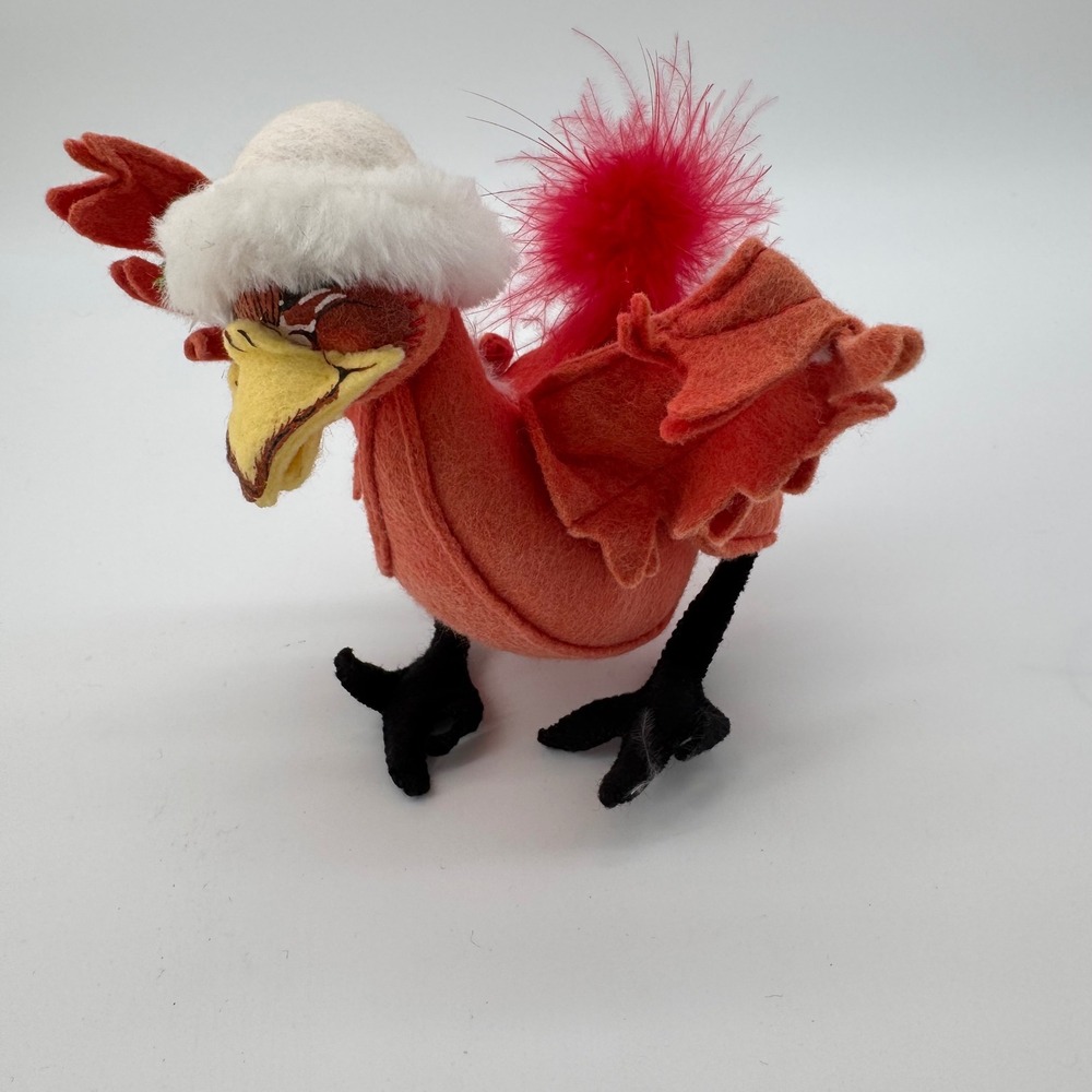 Annalee‎ Christmas Bird Chicken Turkey Figurine Plush Holiday Decor Shelf Sitter